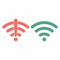 Wireless wifi icon sign flat design vector illustration set Royalty Free Stock Photo